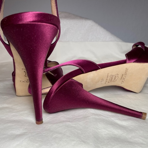 4.5” Choo Satin Stiletto Heels, Fuchsia, Italian size 40 - Picture 9 of 15
